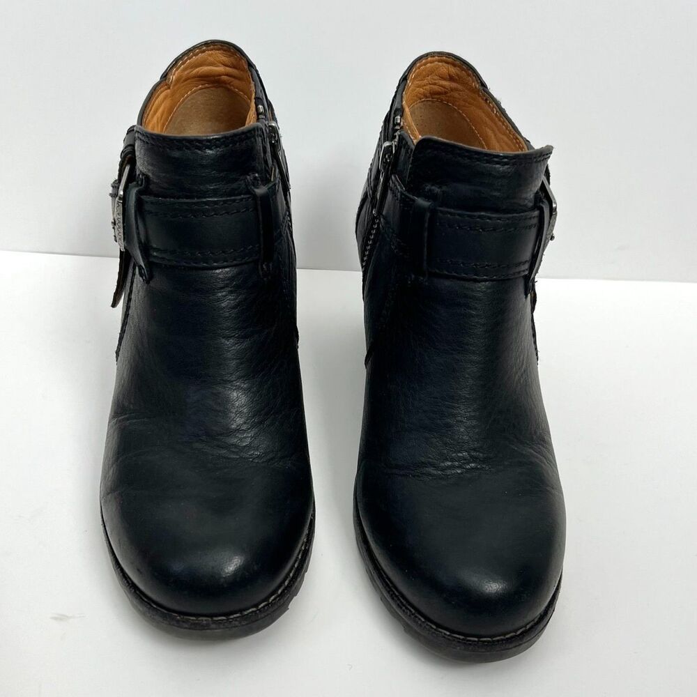 SPERRY Black Leather Zip Wedge Shoes Booties Boots 6.5